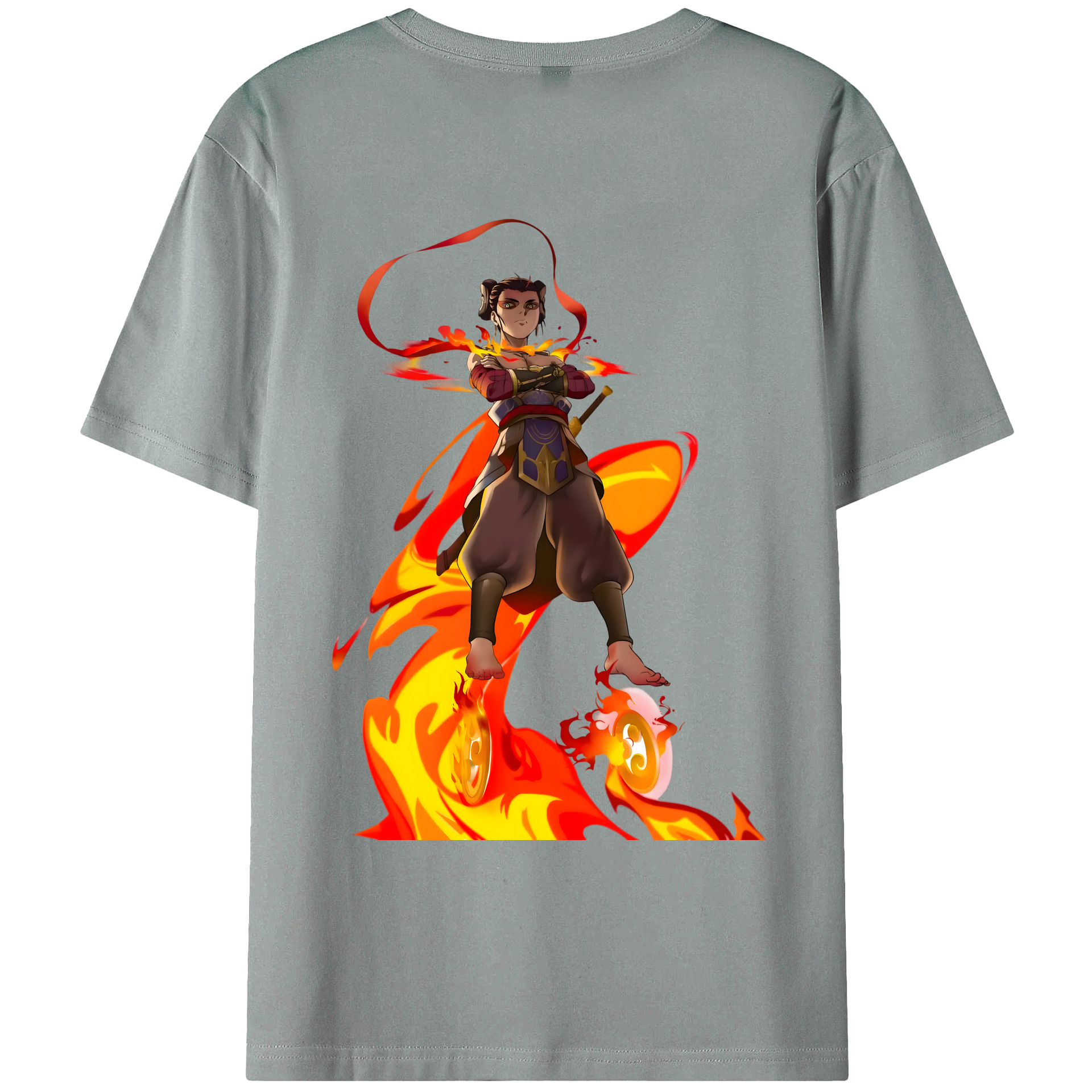（画像用） Ne Zha 2 ナタ 魔童の大暴れ 綿100％ メンズ半袖Tシャツ（バックプリント） 通気性